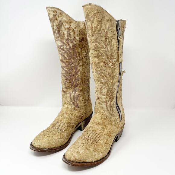 Old Gringo Suede Distressed Western Cowboy Boots Tan Size 7.5 B - Picture 15 of 15